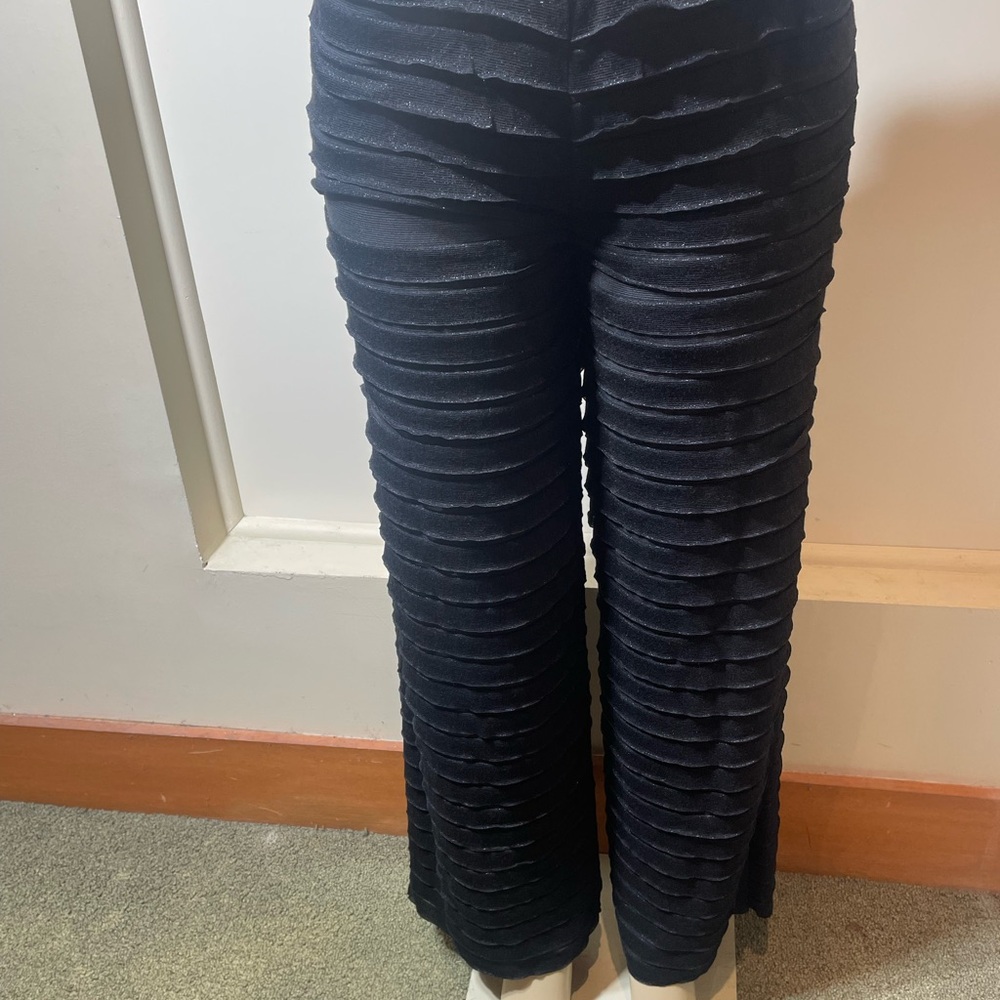 Elegant Black Textured Women's Pants